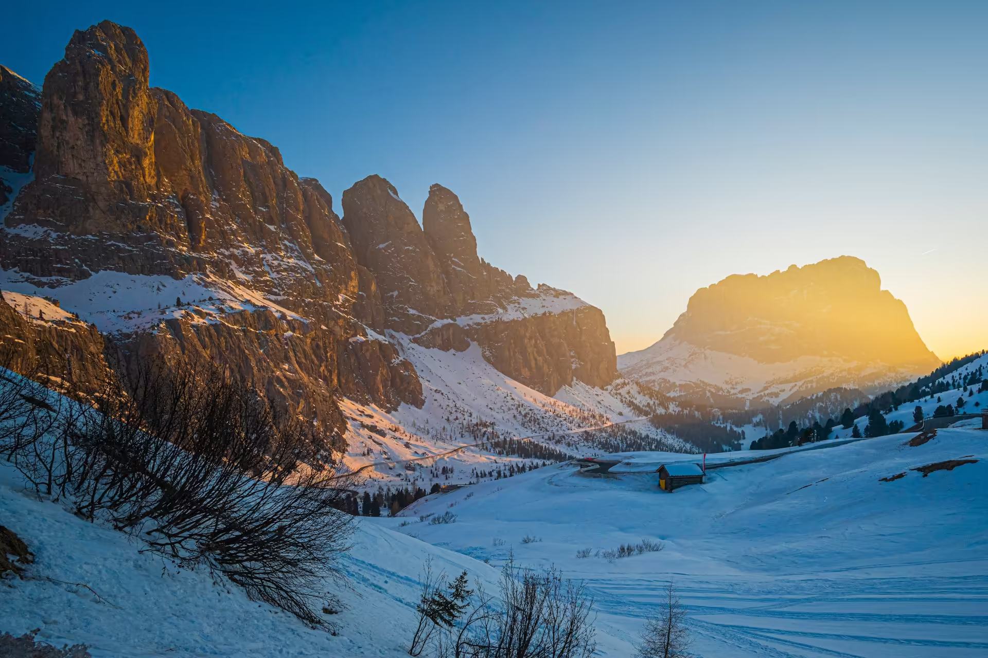 Corvara, Alta Badia - panoramic mountain village view